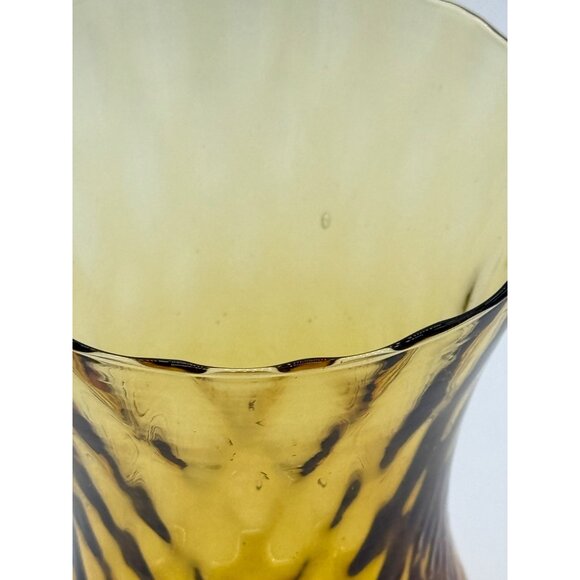 Vintage Empoli Diamond Optic Footed Pedestal Vase Retro Italian Blown Glass - Picture 6 of 10